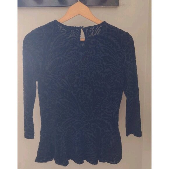 Lauren Ralph Lauren Velvet Peplum Hem Blouse - Picture 6 of 8